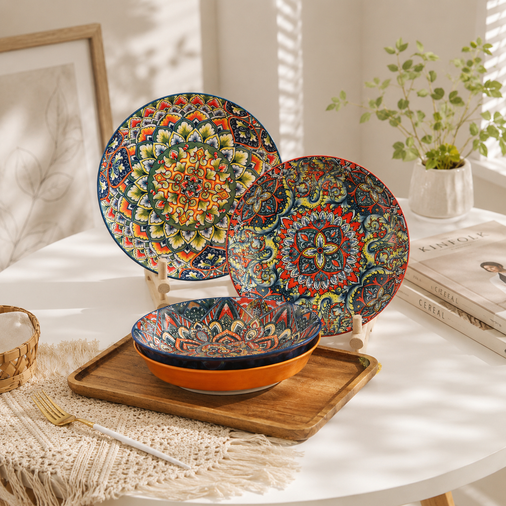 Bohemian Mandala Ceramic Dinnerware Collection