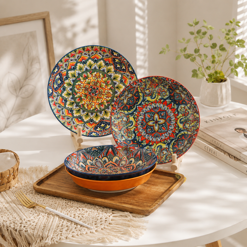 Bohemian Mandala Ceramic Dinnerware Collection