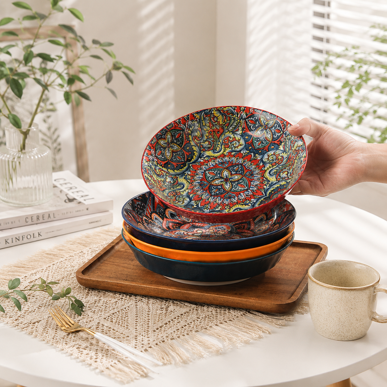 Bohemian Mandala Ceramic Dinnerware Collection